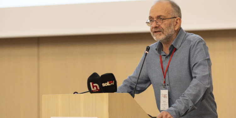 TKP General Secretary Kemal Okuyan, during opening speech of 23rd IMCWP